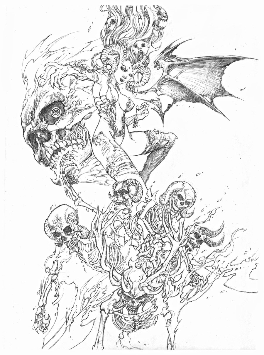 900x1211 Demon Lady Unwaj Pencils By Paulobarrios