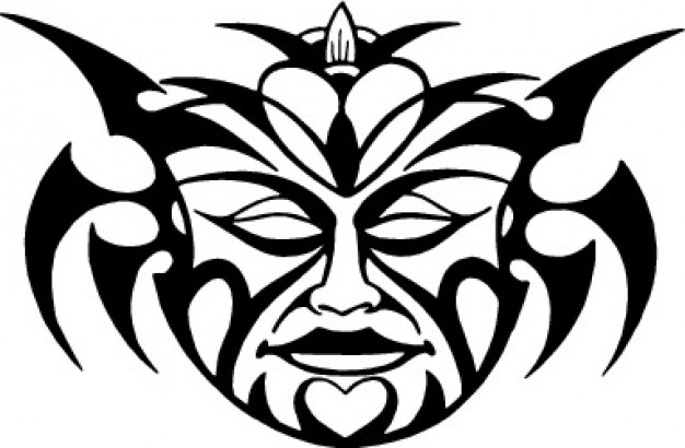 626x410 Front Demon Mask Tattoo Vector Free Download