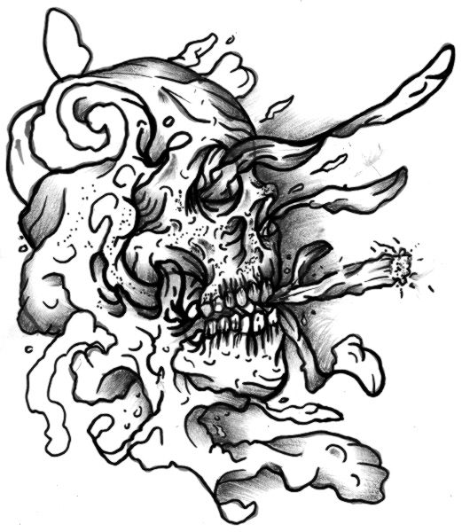 521x600 Top Demon Tattoo Skull Smoke Drawings Images For Tattoos