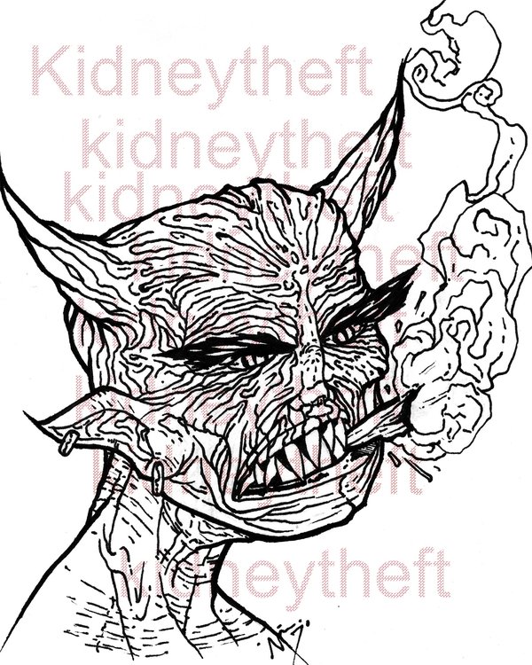 600x750 Weed Demon Tattoo By Kidneytheft