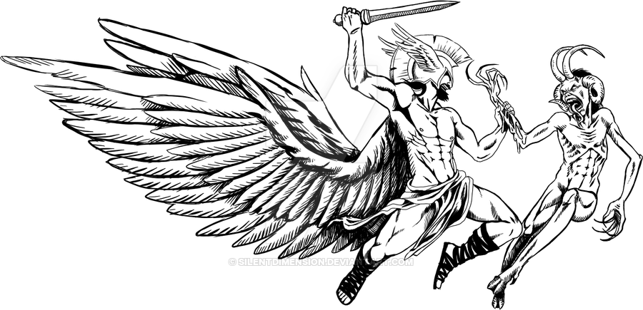 900x435 Angel V Demon Tattoo Commission By Silentdimension