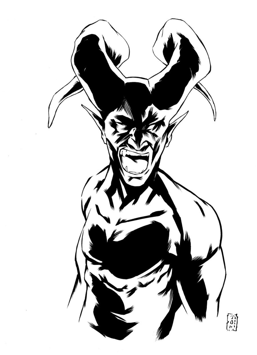 900x1241 Black And White Demon Tattoos