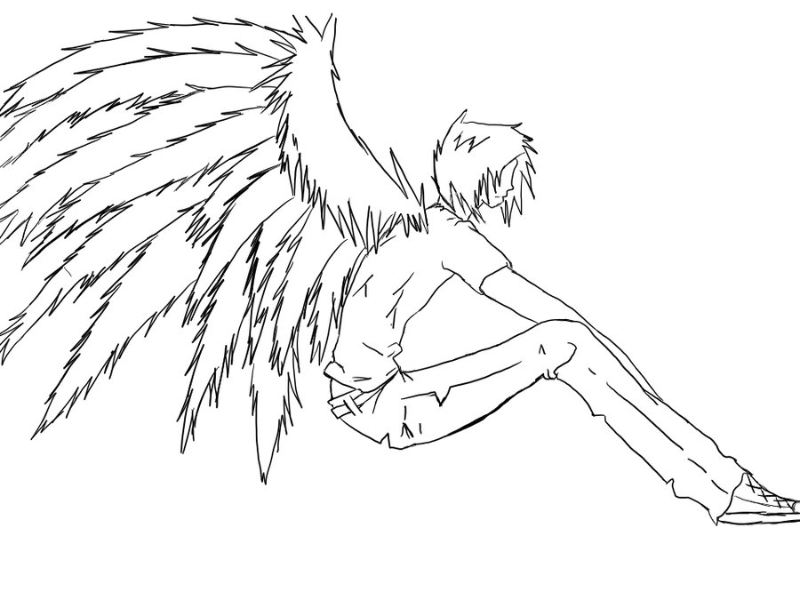 900x675 Demon Boy Line Art By Werewolf09