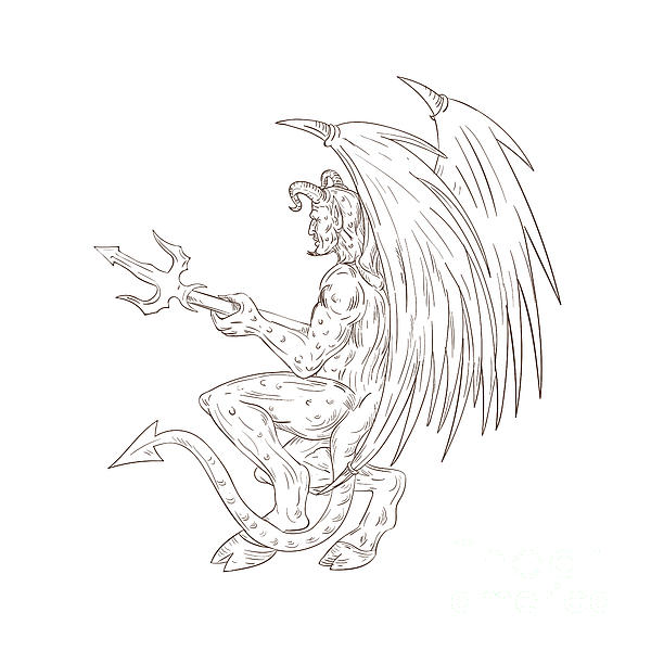 600x600 Demon Holding Pitchfork Drawing Digital Art By Aloysius Patrimonio