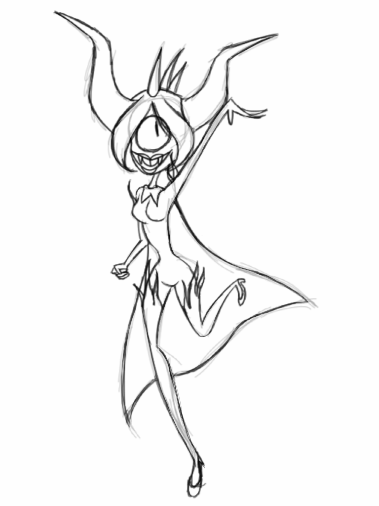 768x1024 Pyronica Sketch By Demon Seahorse