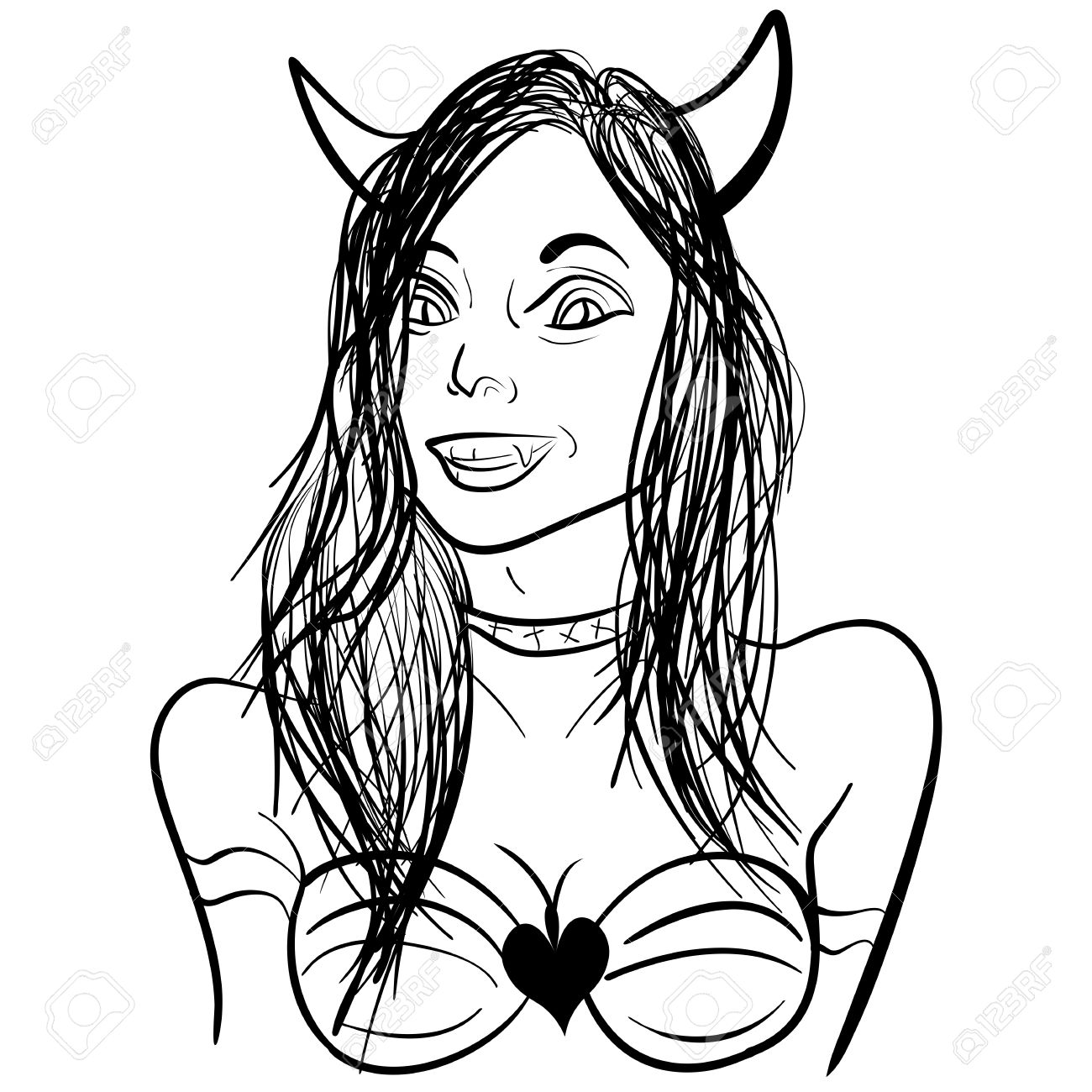 1300x1300 Cartoon Coloring Book Hand Drawn Illustration Of Pretty Demon