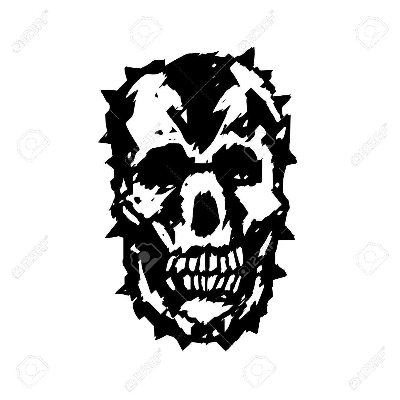 1300x1300 Apocalypse Demon Skull. Horror Character. Creepy,mask. Vector