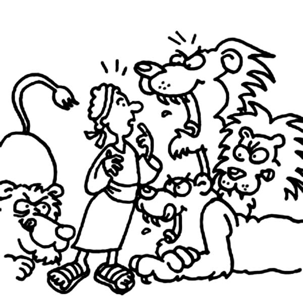 600x597 Lions Want To Eat Daniel In Daniel And The Lions Den Coloring Page