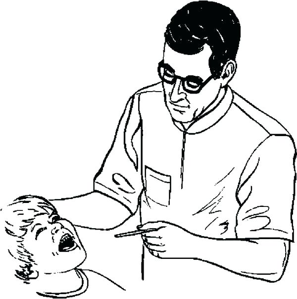 600x604 Cool Dentist Coloring Pages Free Download Examining Kid Dental