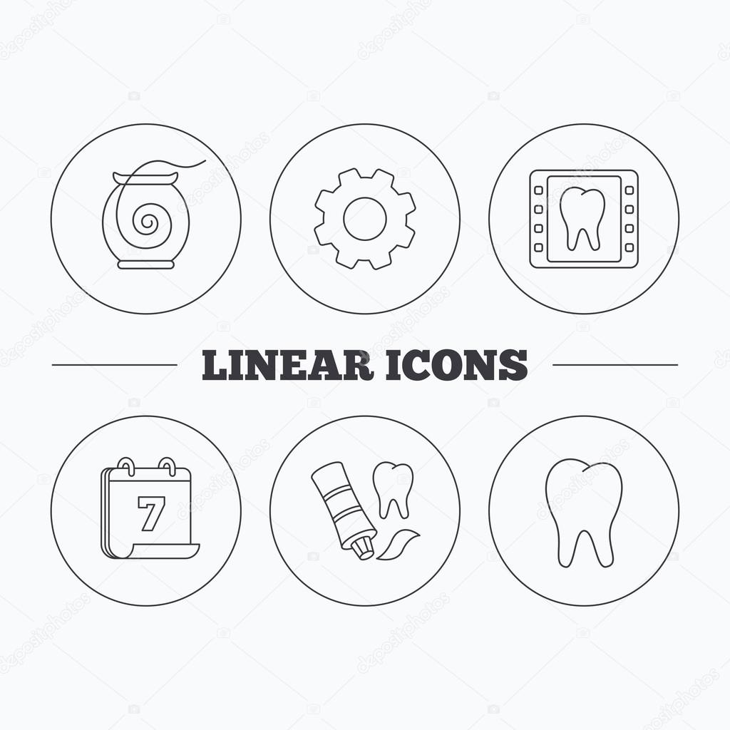 1024x1024 Dental Floss, Tooth And Toothpaste Icons. Stock Vector