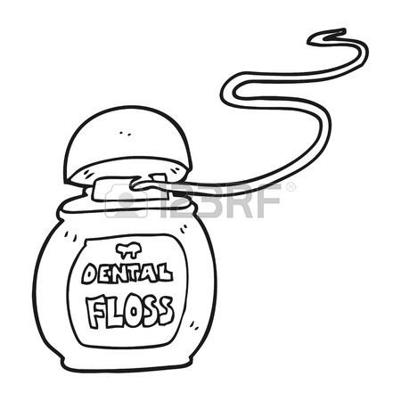 450x450 Freehand Drawn Black And White Cartoon Dental Floss Royalty Free