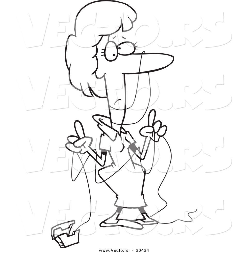 1024x1044 Vector Of A Cartoon Woman Tangled In Dental Floss