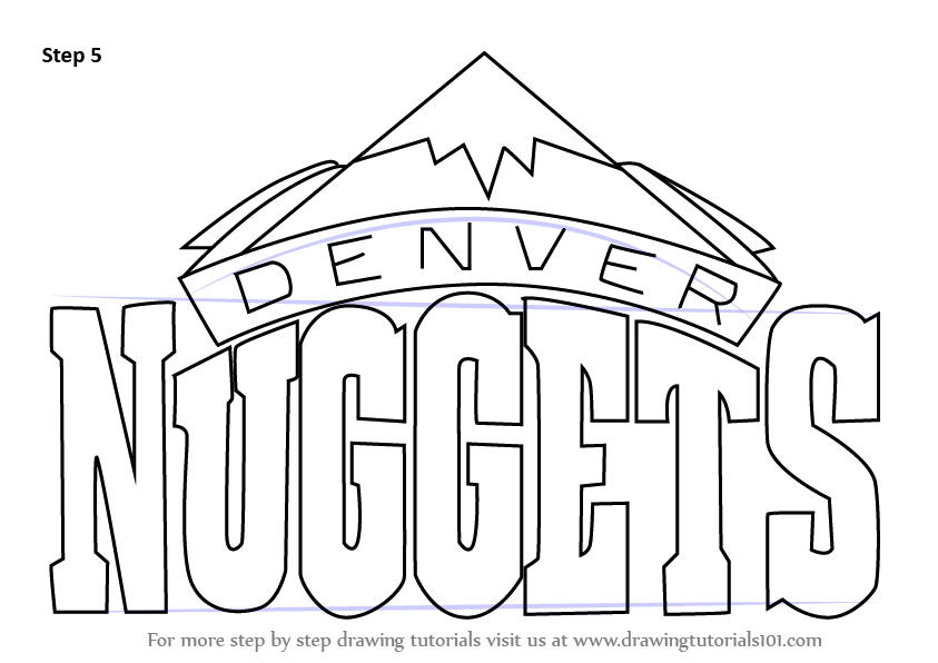 843x596 Learn How To Draw Denver Nuggets Logo (Nba) Step By Step Drawing