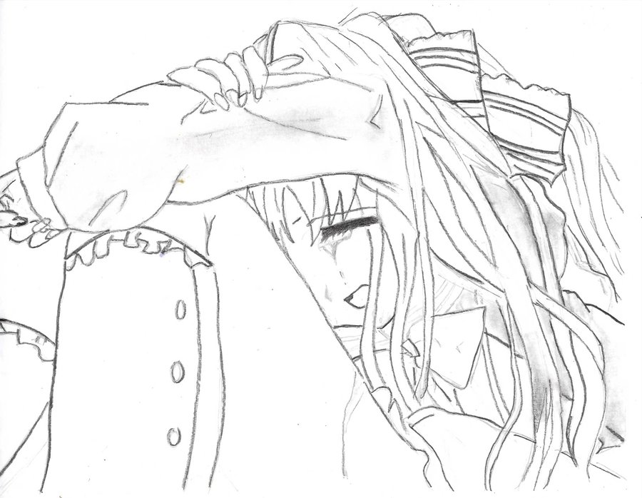 900x698 Sad Anime Girl Crying By Lalaesha