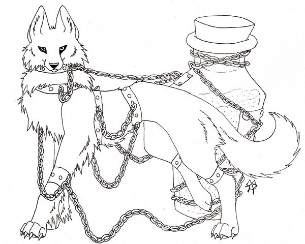 600x480 Desert Wolf Line Art By Captainmorwen