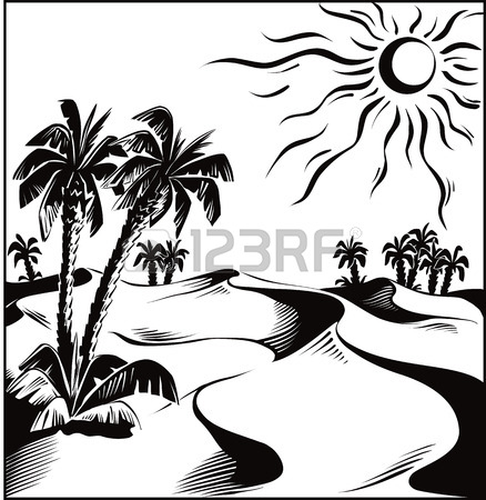 438x450 African Desert Oasis Royalty Free Cliparts, Vectors, And Stock