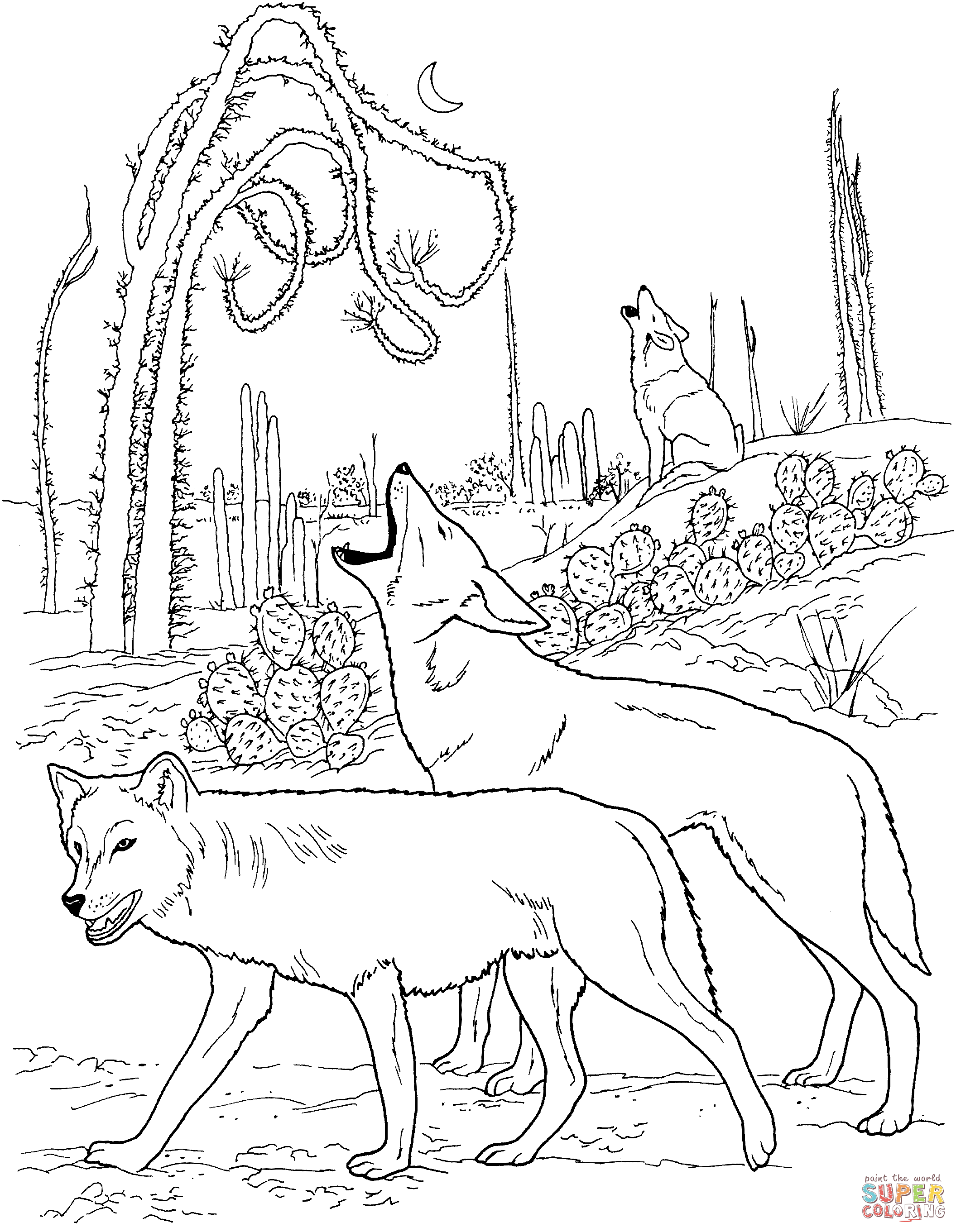 2111x2722 Coloring Pages Fancy Desert Coloring Pages Coyotes Howling