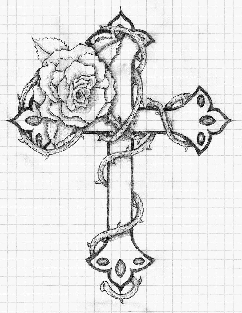 786x1016 Rose And Cross By Balloon Fiasco On Line Drawings