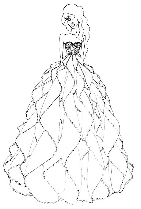 460x680 Drew Barrymore's Wedding Dress Designer Sketches Sketches