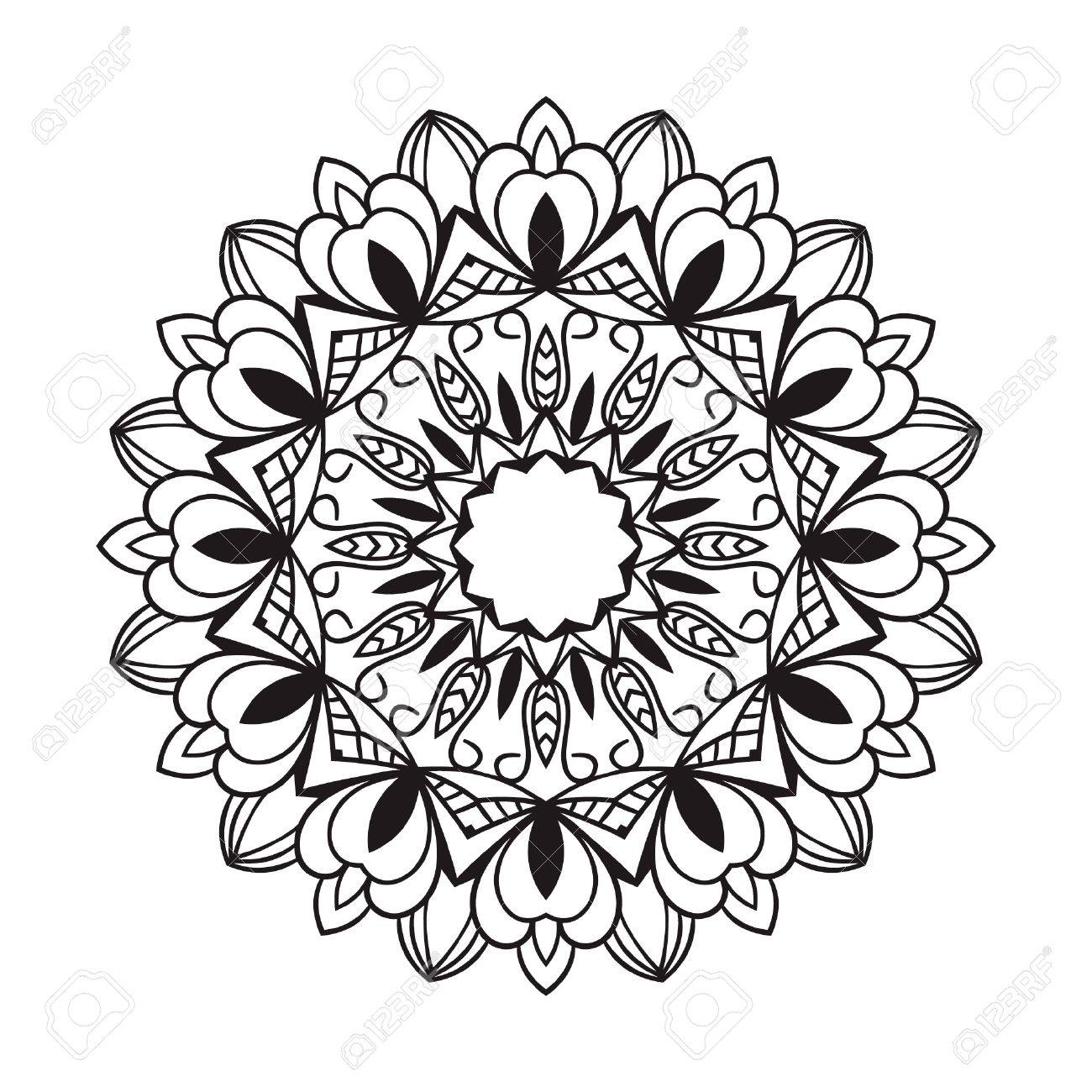 1300x1300 Mandala. Black Drawing Isolated On White. Design For Coloring