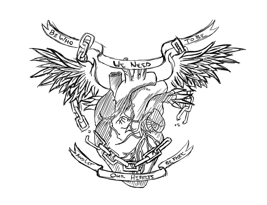 900x693 Attractive Winged Gothic Heart Tattoo Design