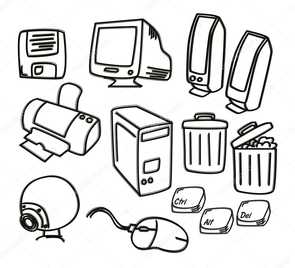 1023x931 Desktop Computer Icon Outline Stock Vector Vectorfirst