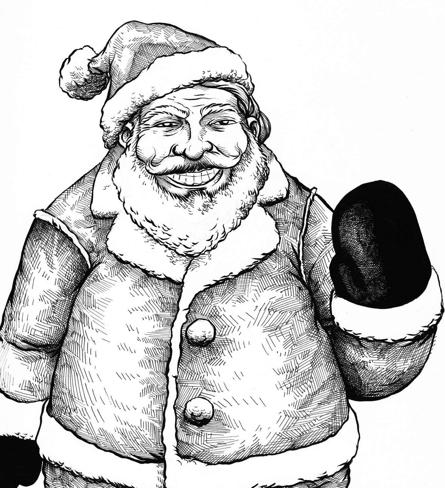 1460x1600 Santa Sketch Pencil Art Drawin