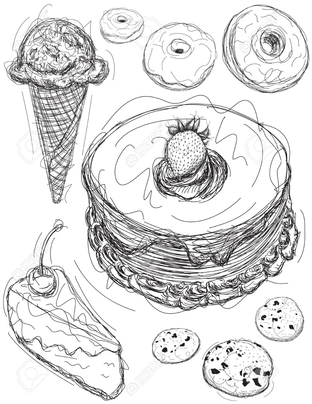 1004x1300 Dessert Sketches Royalty Free Cliparts, Vectors, And Stock
