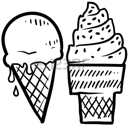 450x450 Doodle Ice Cream Cone Frozen Dessert Style Sketch In Vector Format