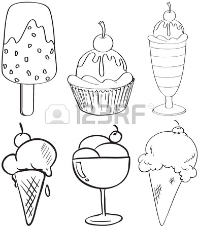 392x450 Illustration Of The Sketches Of The Different Desserts On A White
