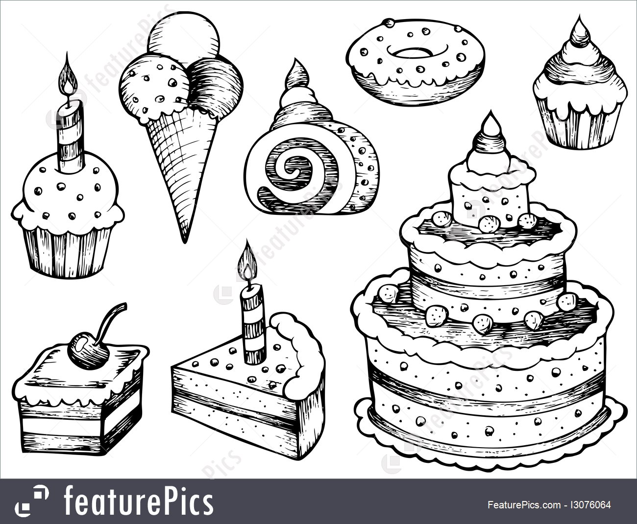 1300x1071 Cakes Drawings Collection Illustration