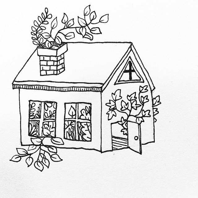 640x640 Cute Lil House Drawing Inspired By A Paper Sculpture I Made Last
