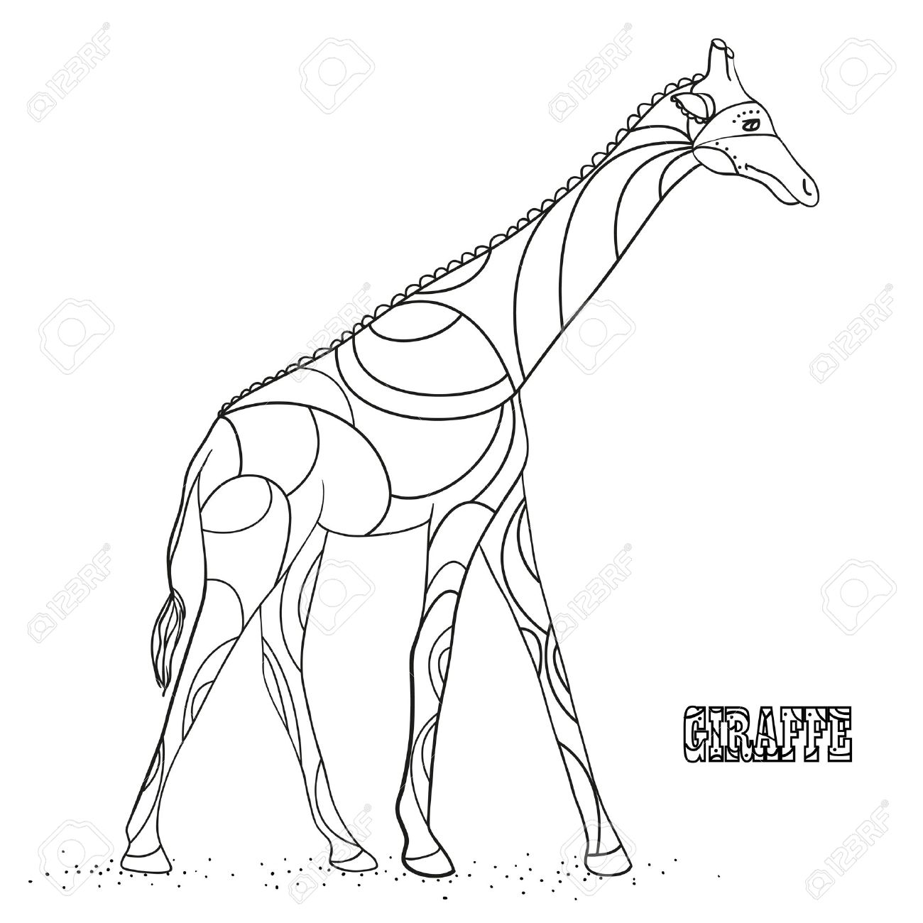1300x1300 Giraffe. Zen Art. Design. Detailed Hand Drawn Giraffe
