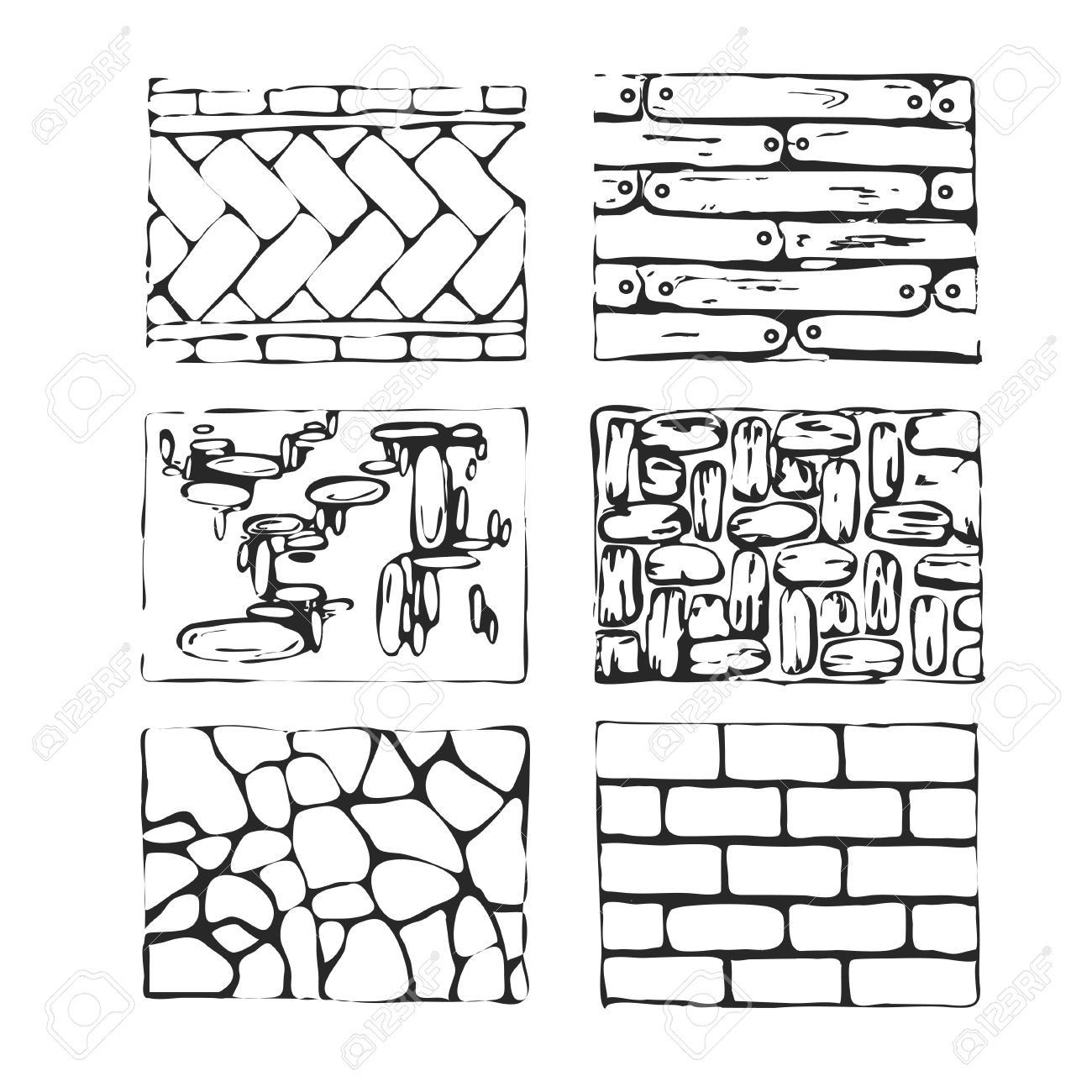1300x1300 Hand Drawn Paving Stones And Blocks. Detailed Landscape Design