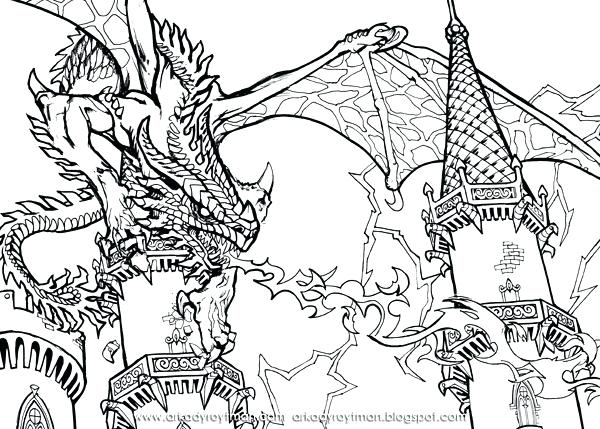 600x429 Dragon Coloring Pictures Detailed Dragon Coloring Pages For Adults