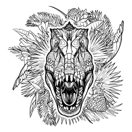 450x450 Paleonthology Seamless Pattern. Detailed Sketch Style Drawing