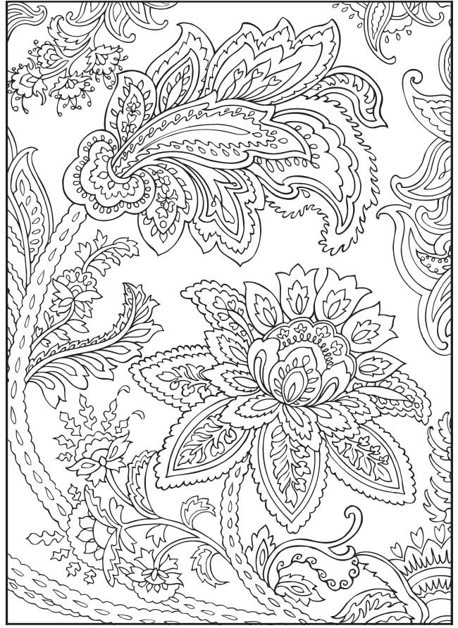 650x892 Paisley Flowers Abstract Doodle Coloring Pages Colouring Adult