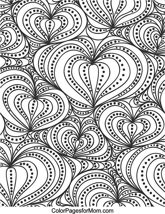 640x830 Hearts Coloring Page Coloring Colouring Printable Adult Advanced