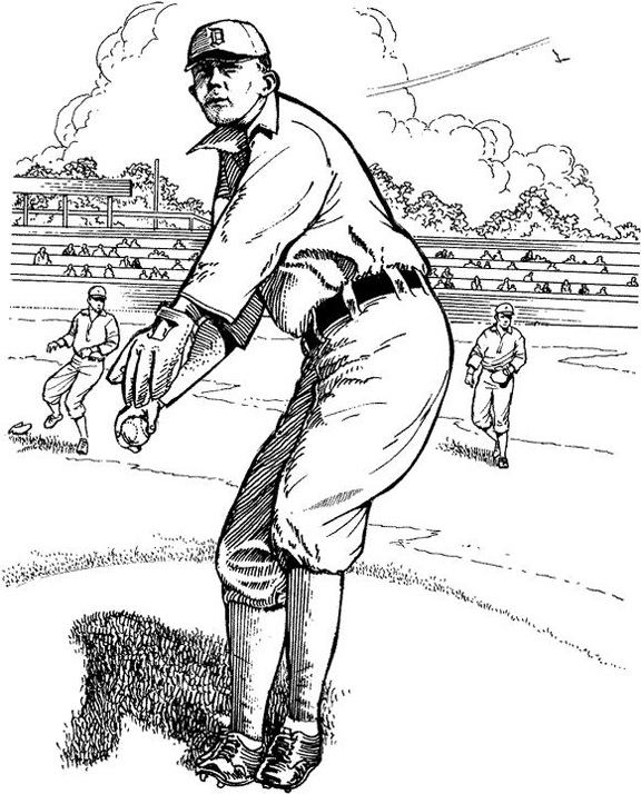 576x714 Detroit Tigers Pitcher Baseball Coloring Page Purple Kitty