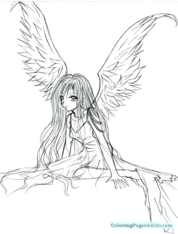 600x788 Angels Coloring Pages Anime Angel And Devil Coloring Pages Angels