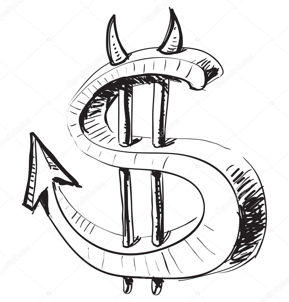 980x1023 Devil Money Dollar Icon Stock Vector Chuhail