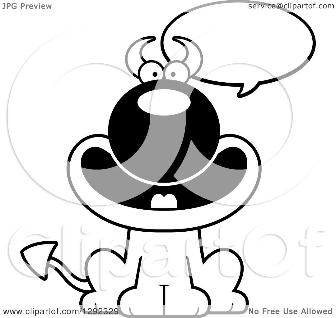 1080x1024 Clipart Of A Black And White Cartoon Talking Happy Devil Dog