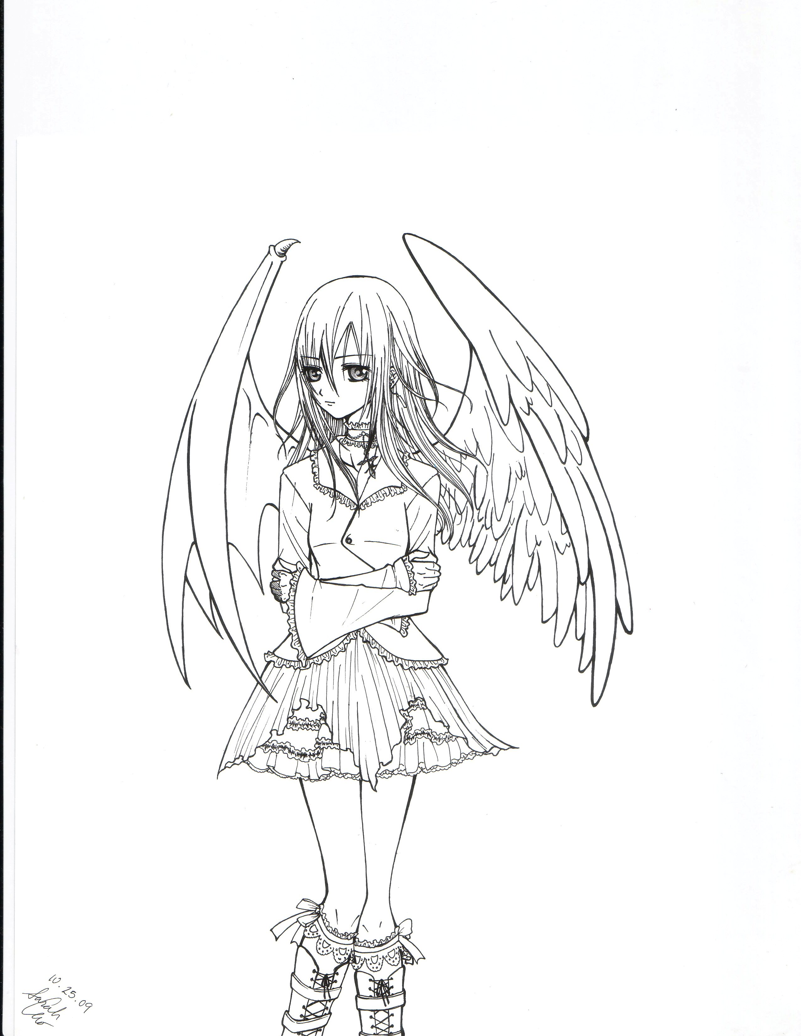 2552x3300 Angel Devil Hybrid Girl By Strawberrycat31