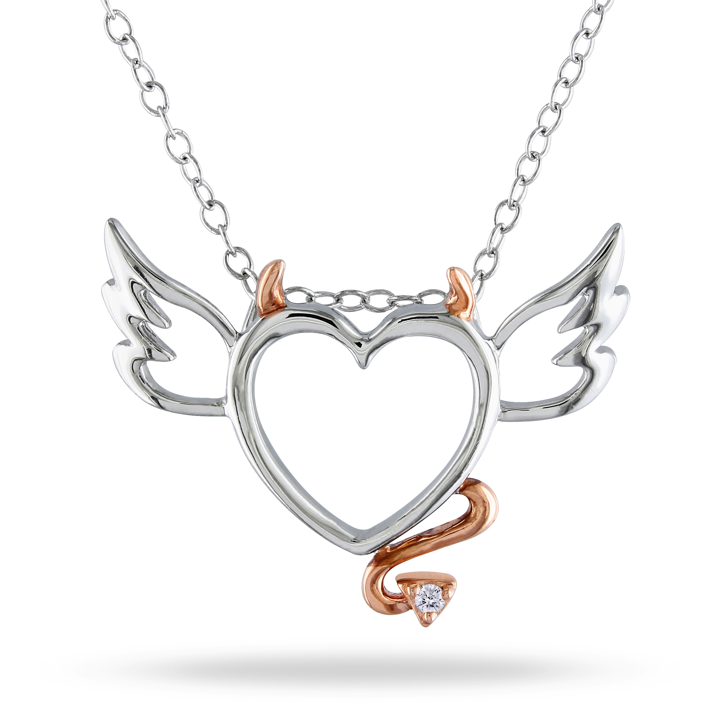 2361x2361 Miadora Sterling Silver Diamond Accent Devil Heart Necklace