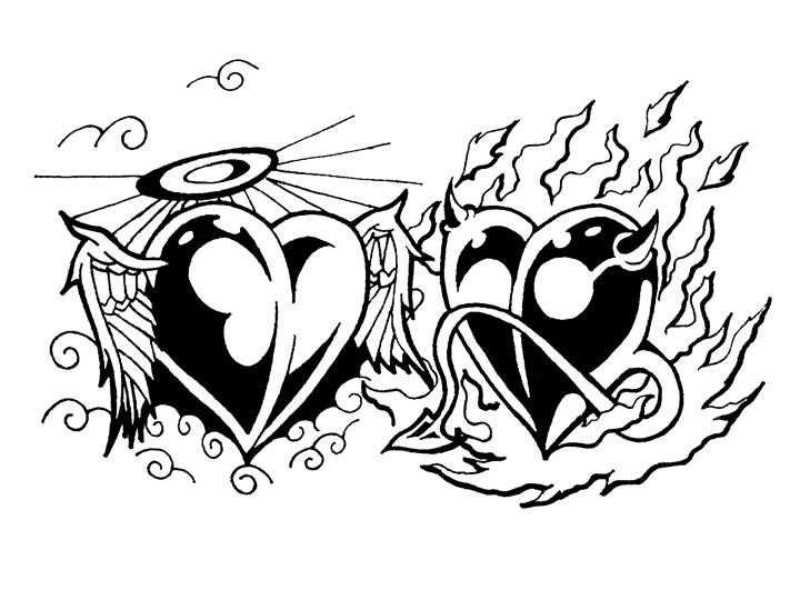720x540 Angel And Devil Tribal Hearts By Tinnoka