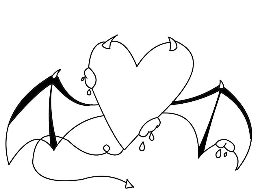900x672 Devil's Heart Lineart By Roseshadow99