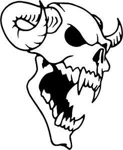 246x300 Demon Skull Horns Decal 9.75x8 Choose Color! Vinyl Sticker Ebay