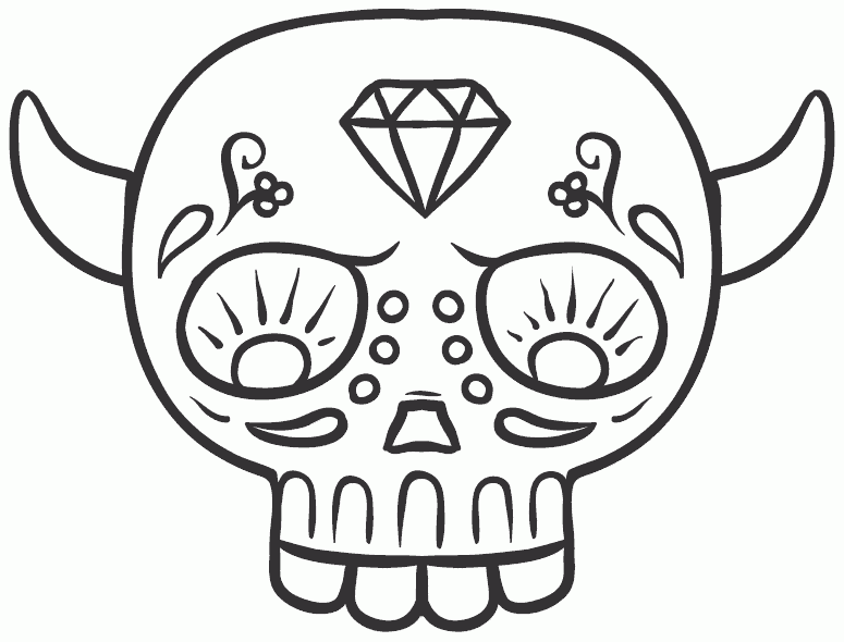 775x590 Devil Sugar Skull Coloring Page