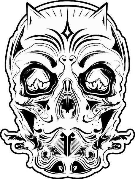 455x600 Ff 26 Devil Skull Black And White Free Vector In Encapsulated