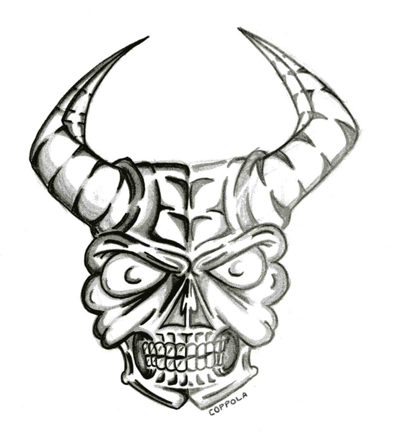 Devil Skull Drawing at GetDrawings | Free download